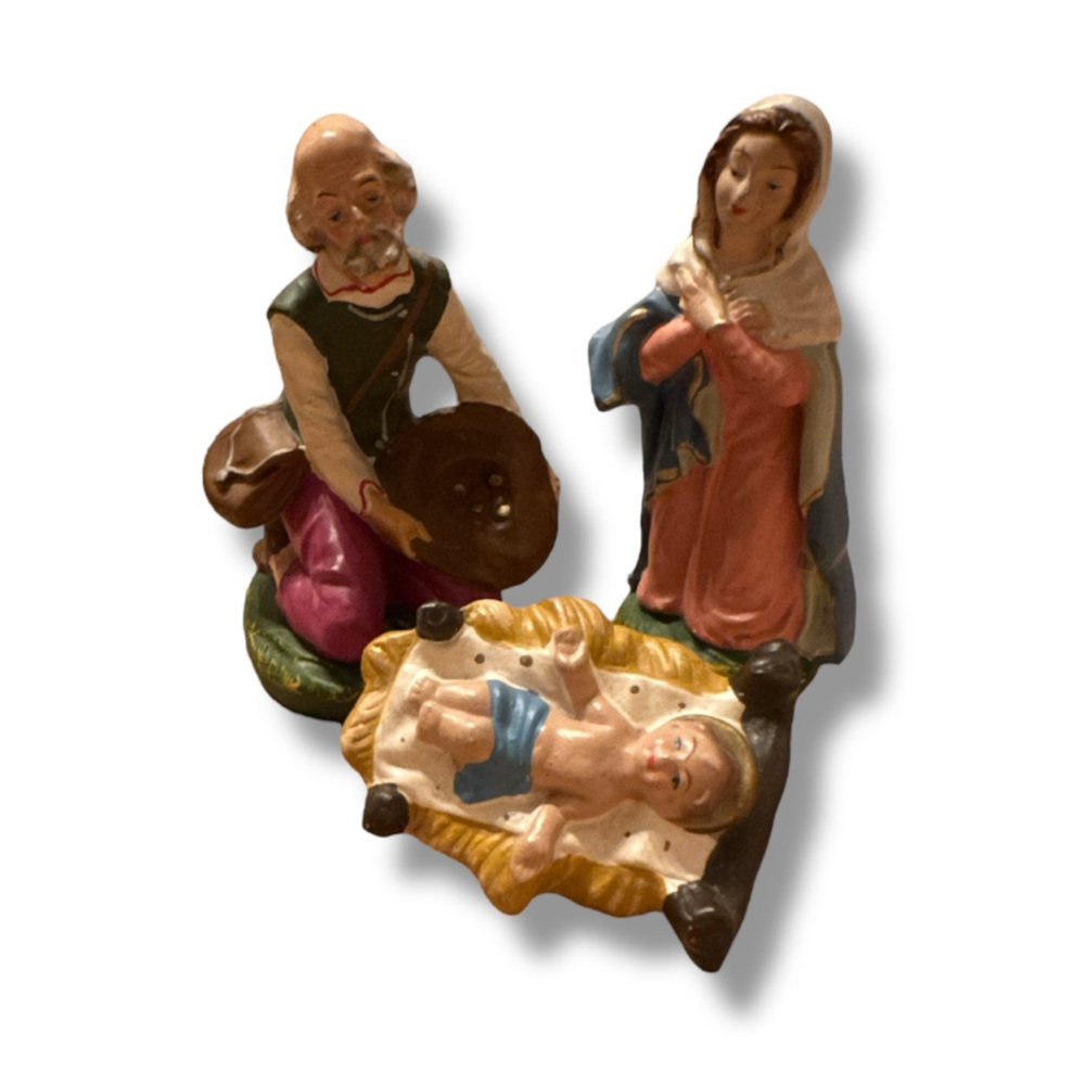 Vintage McM Nativity Scene Holiday Decor Jesus made in Italy Set